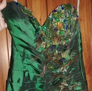 Precious Formals size 4 gown with Peacock feather